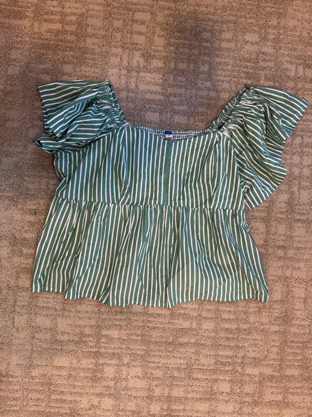 Old Navy Green & White Striped Ruffle Sleeve Peplum Top size 4x